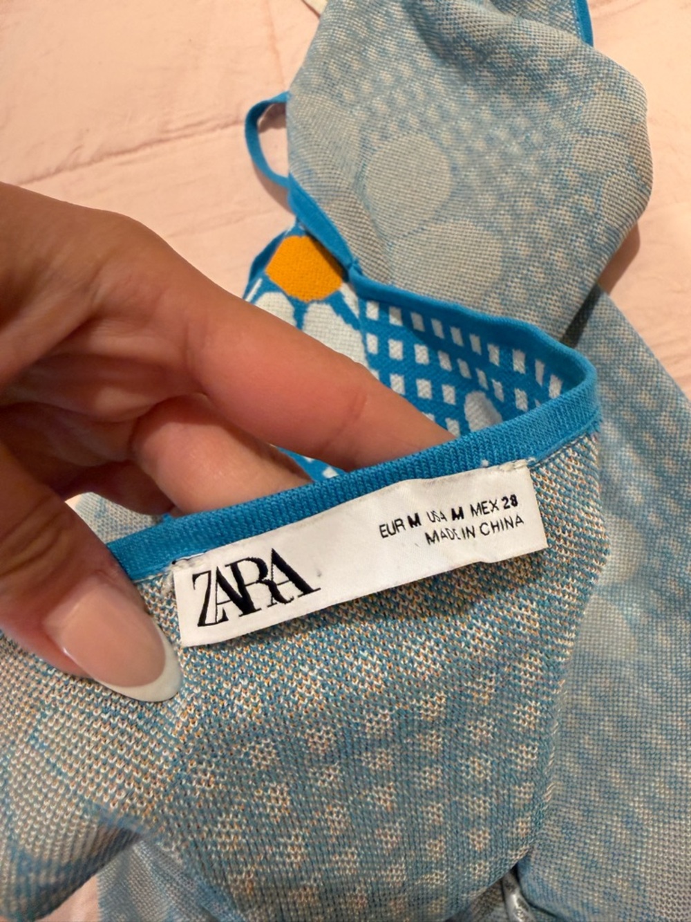 Zara Blue Daisy Knit Mini Dress - Picture 4 of 5